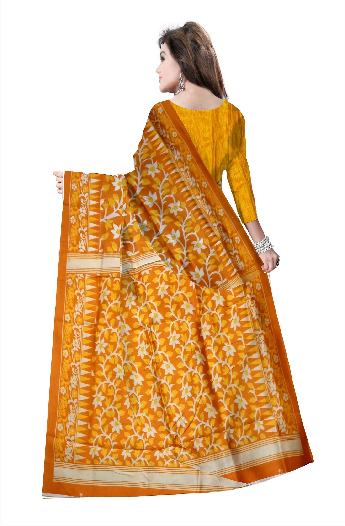 pradip fabrics saree red golden colour