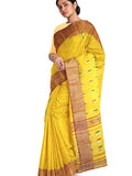 Pradip Fabrics Woven Tant Cotton Yellow Saree