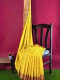 Pradip Fabrics Woven Tant Cotton Yellow Saree
