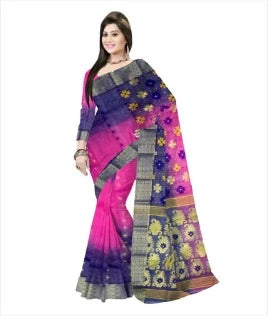 Pradip Fabrics Woven Tant Silk Pink & Blue Color Saree