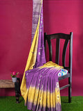 Pradip Fabrics Woven Tant Silk Yellow and Purple color Blend Saree