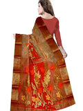 Pradip Fabrics Ethnic Women's Tant Silk Red and cream  Color Baluchuri Saree