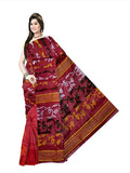 Pradip Fabrics Ethnic Women's Tant Jamdani Dark Red Color Floral Design Saree