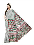 Pradip Fabrics Ethnic Women's Cotton Tant jamdani Ash Color Saree