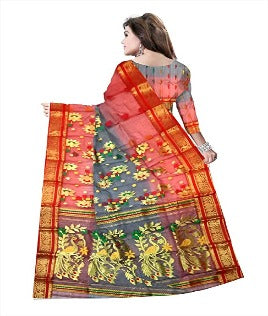 Pradip Fabrics Woven Tant black & red Color Saree