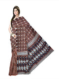 Pradip Fabrics Ethnic Women's Cotton Tant jamdani Brown Color Saree