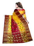 Pradip Fabrics Woven Tant Silk Yellow & Red Color Saree