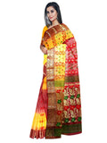 Pradip Fabrics Ethnic Women's Tant Silk Yellow and Red Color Baluchuri Saree