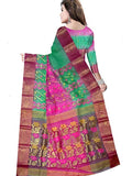 Pradip Fabrics Ethnic Women's Tant Silk Pink and Green Color Baluchuri Saree