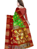 Pradip Fabrics Ethnic Women's Tant Silk Green and Red Color Baluchuri Saree