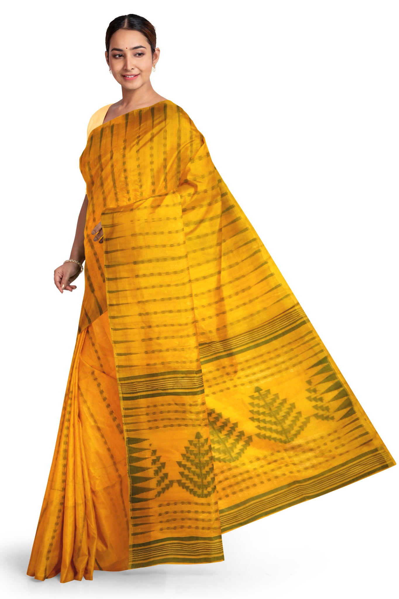 pradip fabrics yellow jamdani saree
