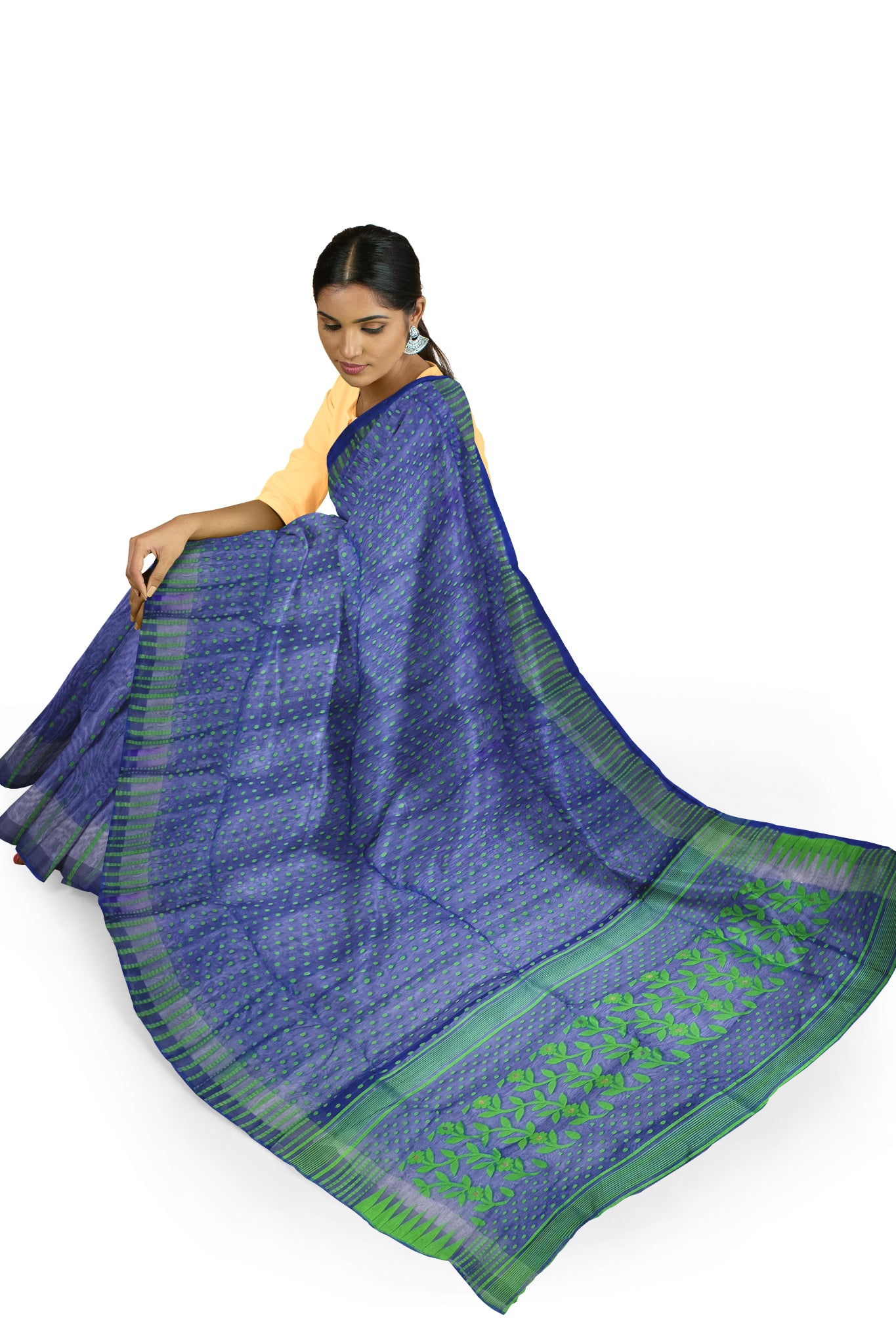 Pradip Fabrics Blue Color Tant Silk Blend Saree