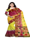 Pradip Fabrics Woven Tant Silk cream & maroon Color Saree
