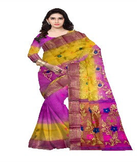 Pradip Fabrics Woven Tant Silk cream & maroon Color Saree