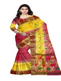 Pradip Fabrics Woven Tant Silk cream & maroon Color Saree