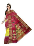 Pradip Fabrics Woven Tant Silk Yellow & Red Color Small Boat And Flower Buti Work Saree