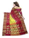 Pradip Fabrics Woven Tant Silk Yellow & Red Color Small Boat And Flower Buti Work Saree