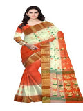 Pradip Fabrics Woven Tant Silk Yellow & Red Color Small Boat And Flower Buti Work Saree