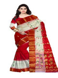 Pradip Fabrics Woven Tant Silk Yellow & Red Color Small Boat And Flower Buti Work Saree