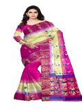 Pradip Fabrics Woven Tant Silk Yellow & Red Color Small Boat And Flower Buti Work Saree