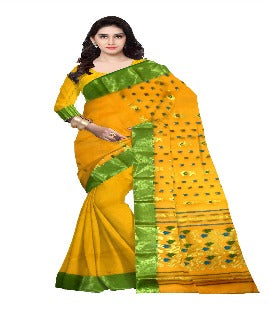 Pradip Fabrics Pure Tant Cotton Sea Green Color Saree