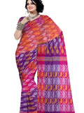 Pradip Fabrics Woven Tant Cotton All Over Dhakai Jamdani Pink Blue , Yellow Tri Color Saree