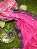 Pradip Fabrics Woven Tant Cotton Pink Saree