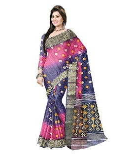 pradip fabrics pink and blue saree