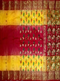 Pradip Fabrics Woven Tant Silk Yellow & Red Color Saree