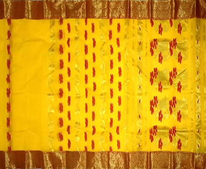 Pradip Fabrics Pure Tant Cotton Yellow Color Saree