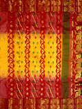 Pradip Fabrics Ethnic Women's Tant Silk Red and Yellow Color Baluchuri Saree