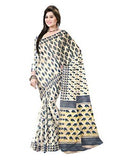 Pradip Fabrics Ethnic Women's Tant Silk White Color Saree