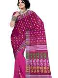 Pradip Fabrics Ethnic Women's Tant Cotton Silk Gap Dhakai Jamdani Purple Color Saree