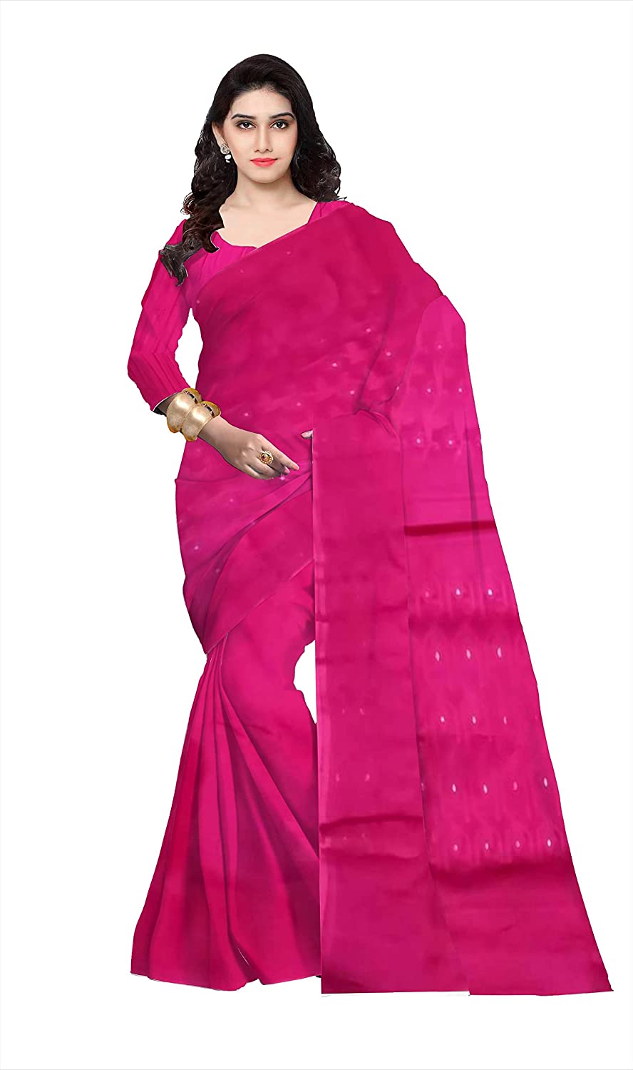 Pradip Fabrics Ethnic Women's Cotton Tant Gap Jamdani Pink Color Saree