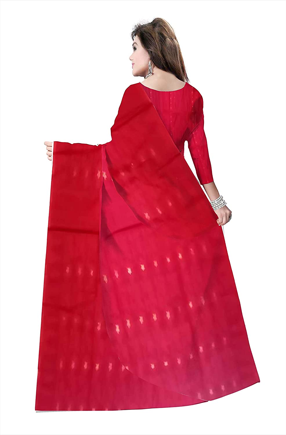 Pradip Fabrics Ethnic Women's Cotton Tant Gap Jamdani Red Color Saree