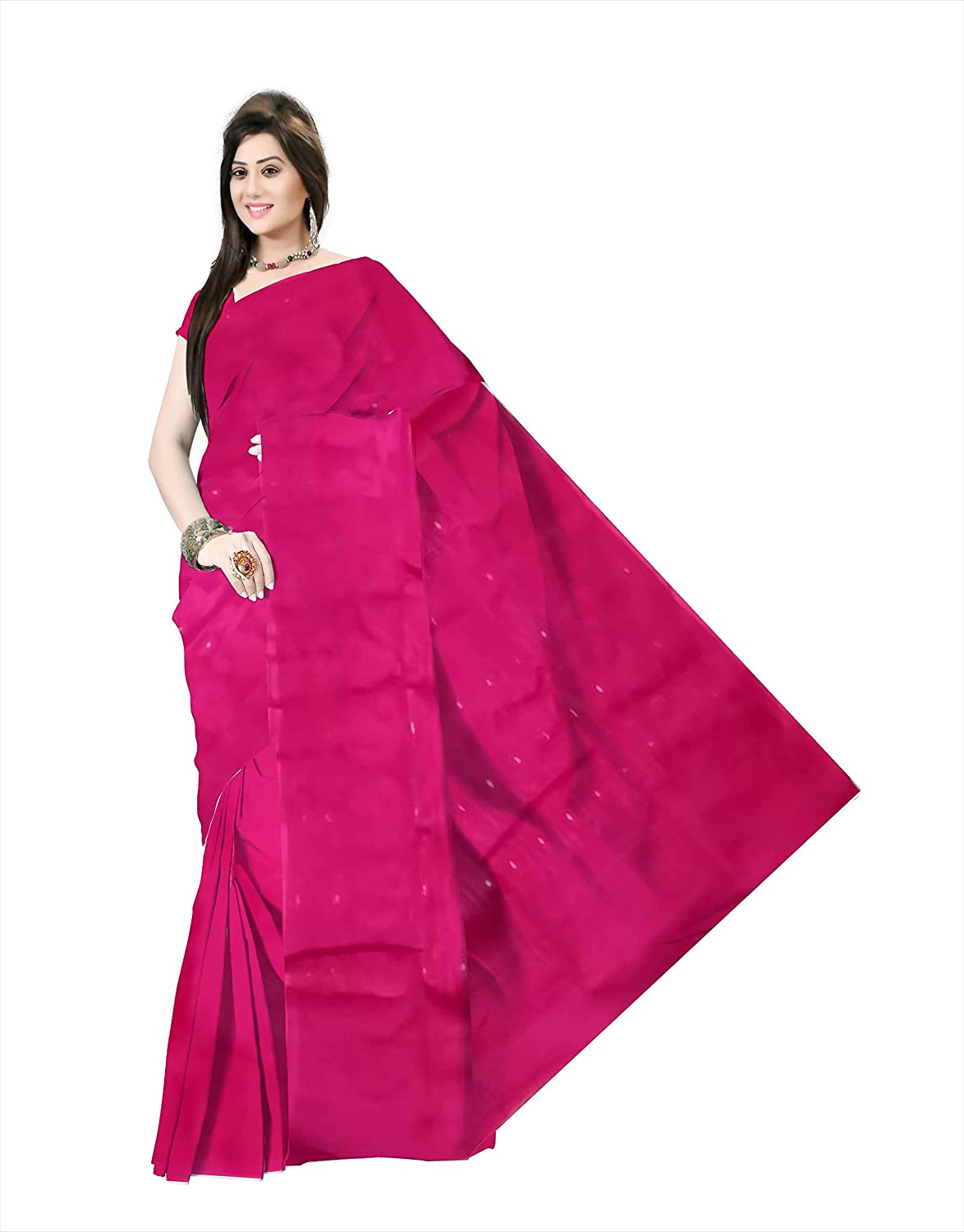 Pradip Fabrics Ethnic Women's Cotton Tant Gap Jamdani Pink Color Saree