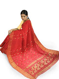 Pradip Fabrics Woven Tant Cotton Red Saree