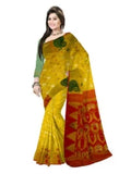 Pradip Fabrics Woven Tant Silk Gap Dhakai Jamdani Yellow Saree