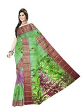 Pradip Fabrics Ethnic Women's Tant Silk Red and White Color Saree