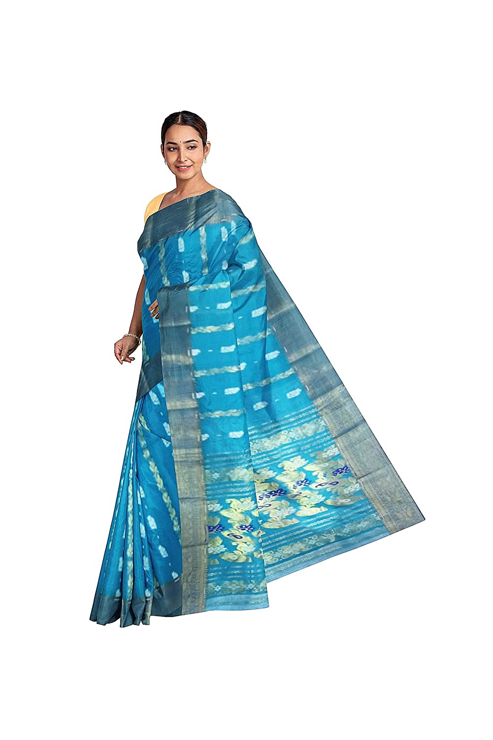 Pradip Fabrics Sky Blue color Tant Cotton Blend Saree