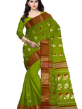 Pradip Fabrics Woven Tant Silk Green color Blend Saree