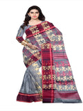 Pradip Fabrics Ethnic Women's Tant jamdani Ash Color Saree
