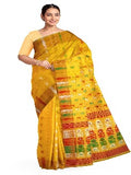 Pradip Fabrics Ethnic Women's Tant Jamdani Yellow Color Saree
