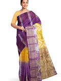 Pradip Fabrics Yellow and Purple Tant Silk Blend Saree