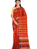 Pradip Fabrics Ethnic Women's Tant Jamdani Dark Orange Color Saree