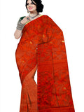 Pradip Fabrics Ethnic Women's  Tant jamdani  Red Color Saree