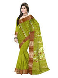 Pradip Fabrics Ethnic Women's Tant Cotton Olive Blue Color Saree