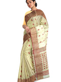 Pradip Fabrics Ethnic Women's Tant Silk White Color Saree