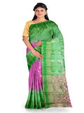 Pradip Fabrics Ethnic Women's Tant Silk Green, Pink Color Saree