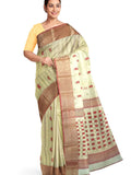 Pradip Fabrics Ethnic Women's Tant Silk White Color Saree